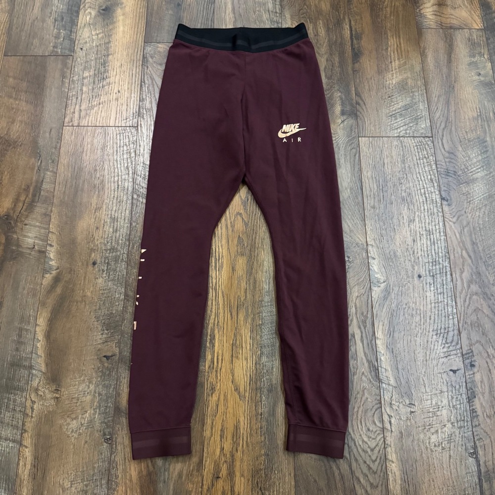 Nike Air Leggings Burgundy Maroon Rose Gold Running Tights Small AR3503-652